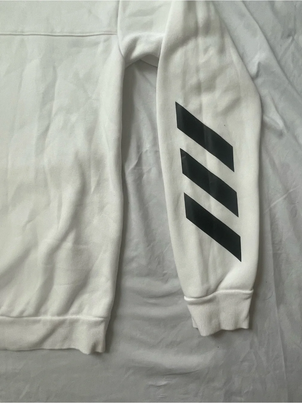 Adidas White Full-Zip Hooded Jacket with Black Logo small Blue Stain